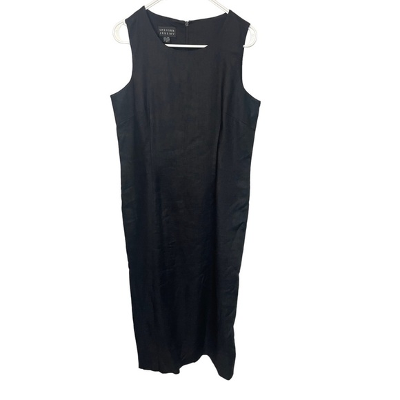 Spenser Jeremy Vtg.100% Linen Black Sleeveless Sheath Maxi Dress, 12 - Picture 1 of 5